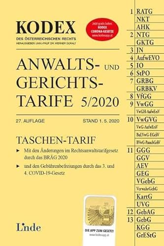 Beispielbild fr KODEX Anwalts- und Gerichtstarife 5/2020 (Kodex des sterreichischen Rechts) zum Verkauf von medimops