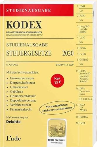 Stock image for KODEX Studienausgabe Steuergesetze 2020 for sale by medimops