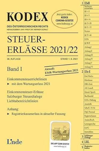 Stock image for KODEX Steuer-Erlsse 2021/22, Band I (Kodex des sterreichischen Rechts) for sale by medimops