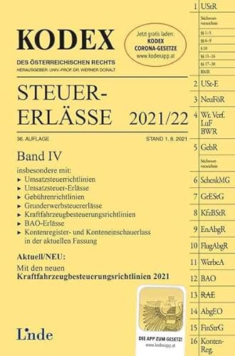 Beispielbild fr KODEX Steuer-Erlsse 2021/22, Band IV (Kodex des sterreichischen Rechts) zum Verkauf von medimops