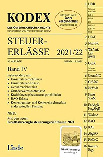 Stock image for KODEX Steuer-Erlsse 2021/22, Band IV (Kodex des sterreichischen Rechts) for sale by medimops