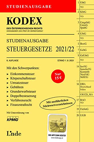 9783707344592: KODEX Studienausgabe Steuergesetze 2021/22: Studienausgabe (Kodex des sterreichischen Rechts)