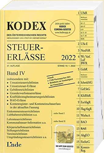 9783707345520: KODEX Steuer-Erlsse 2022, Band IV (Kodex des sterreichischen Rechts)