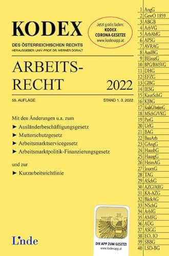 Stock image for KODEX Arbeitsrecht 2022 (Kodex des sterreichischen Rechts) for sale by medimops