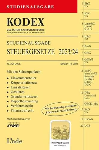 Stock image for KODEX Studienausgabe Steuergesetze 2023/24: Studienausgabe (Kodex des sterreichischen Rechts) for sale by medimops