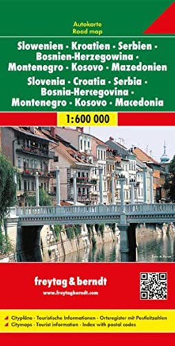 9783707904284: Eslovenia, Croacia, Bosnia Herzegovina, Montenegro, Macedonia mapa de carreteras. Escala 1:600.000. Freytag & Berndt.: Wegenkaart Schaal 1 : 600.000, Montenegro: AK 7001 (Auto karte)