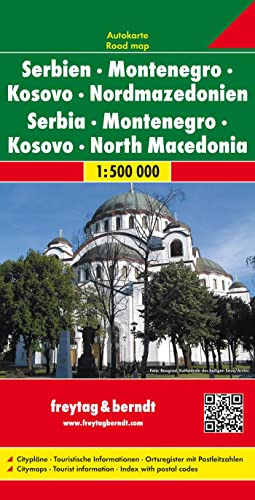 9783707904314: Serbia - Montenegro - Kosovo - North Macedonia, road map 1:500,000