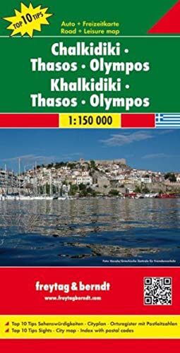 Chalkidiki - Thasos - Olympos, Autokarte 1:150.000, Top 10 Tips: Toeristische wegenkaart 1:150 00...