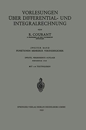 Beispielbild fr Vorlesungen ber Differential- und Integralrechnung Zweiter Band: Funktionen Mehrerer Vernderlicher zum Verkauf von Buchpark