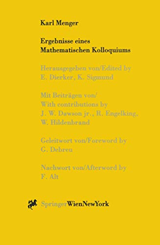 Imagen de archivo de Karl Menger: Ergebnisse eines Mathematischen Kolloquiums a la venta por Chiron Media