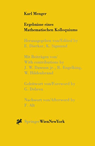 Stock image for Karl Menger: Ergebnisse eines Mathematischen Kolloquiums for sale by Chiron Media