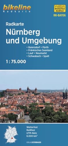 Stock image for Radkarte Nrnberg und Umgebung (RK-BAY06): Baiersdorf, Frth, Frnkisches Seenland, Lauf, Neumarkt, Schwabach, Spalt 1:75.000, wetterfest/reifest, GPS-tauglich mit UTM-Netz (Bikeline Radkarte) for sale by medimops