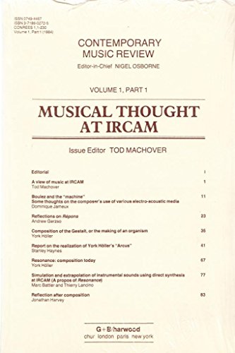 9783718602728: Musical Thought at IRCAM