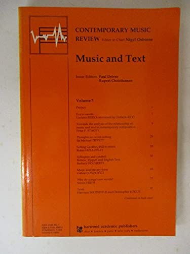 Stock image for Music and Text: A special issue of the journal Contemporary Music Review for sale by HPB-Red