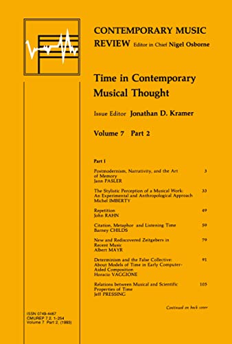 

Time in Contemporary Musical Thought (Contemporary Music Review)