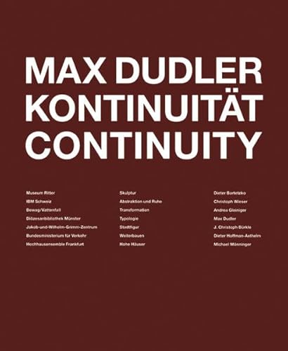 Max Dudler Continuity (9783721207514) by [???]