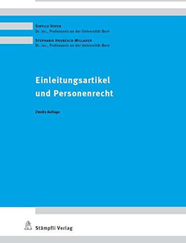 Imagen de archivo de Einleitungsartikel und Personenrecht (Stmpfli Skripten) a la venta por medimops