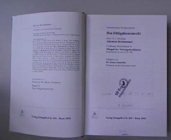 Beispielbild fr Obligationenrecht: Die einzelnen Vertragsverhltnisse, Gesellschaftsrecht, Wertpapierrecht, Art. 363-1186 / Obligationenrecht. Allgemeine . Kommentar zu Art. 23-31 OR Meier-Hayoz, A; Schmidlin, Bruno; Becker, Hermann and Gmr, Max zum Verkauf von online-buch-de