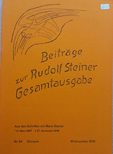9783727480645: Beitrge zur Rudolf Steiner Gesamtausgabe, Heft 64: Aus den Schriften von Marie Steiner