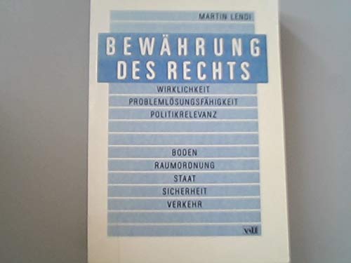 Imagen de archivo de Bewhrung des Rechts Lendi, Martin a la venta por online-buch-de