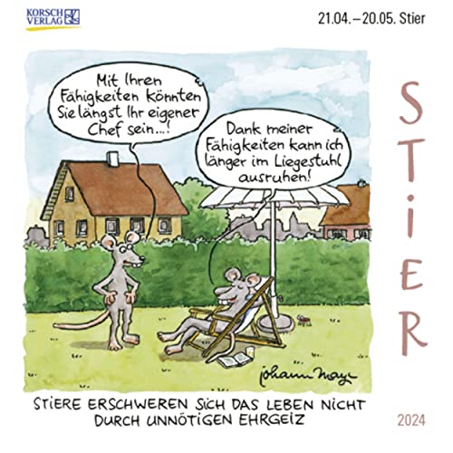 Beispielbild fr Stier Mini 2024: Sternzeichenkalender-Cartoon - Minikalender im praktischen quadratischen Format 10 x 10 cm. zum Verkauf von medimops