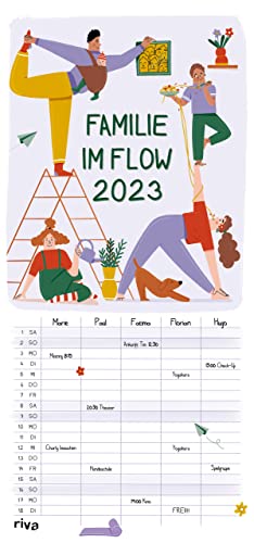 Beispielbild fr Familie im Flow 2023: Jahresplaner mit Yoga-Illustrationen, Monatskalendarium und fnf Spalten zum Ausfllen zum Verkauf von medimops