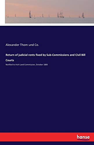 Imagen de archivo de Return of judicial rents fixed by Sub-Commissions and Civil Bill Courts:Notified to Irish Land Commission; October 1885 a la venta por Ria Christie Collections