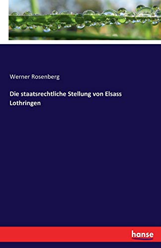 Beispielbild fr Die staatsrechtliche Stellung von Elsass Lothringen (German Edition) zum Verkauf von Lucky's Textbooks