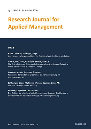 9783745870251: Research Journal for Applied Management - Jg. 1, Heft 1