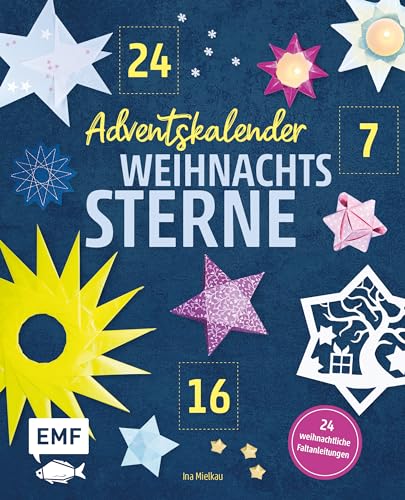 Beispielbild fr Adventskalender Weihnachtssterne: 24 weihnachtliche Faltanleitungen fr Frbelsterne, Origami und Sterne aus Butterbrotpapiertten ? Mit perforierten Seiten zum Verkauf von medimops