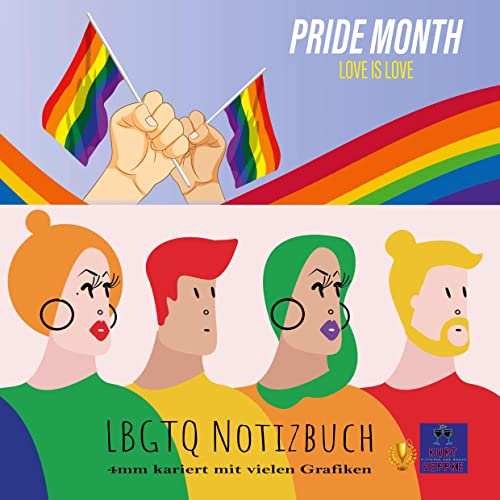 9783756215881: Pride Month Love is Love: LBGTQ Notizbuch 4mm kariert mit vielen Grafiken (German Edition)