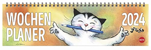 9783756400102: Jacob Wochenquerplaner 2024. Praktischer Tischquerkalender mit Spiralbindung und Katzen-Cartoons. Liebevoll illustrierter Tisch-Kalender fr Katzenliebhaber.