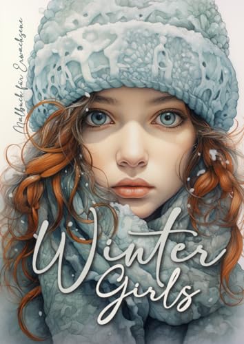 9783758406089: Winter Girls Coloring Book for Adults: Grayscale Winter Fashion Coloring Book | Girls Portrait Coloring Book for Adults| Knitted Winter Fashion Coloring Book Grayscale: 1