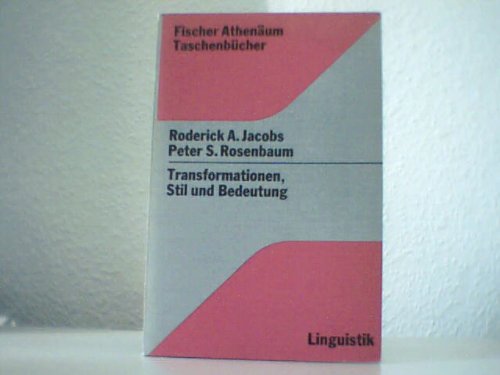 Beispielbild fr Transformationen, Stil und Bedeutung. ; Peter S. Rosenbaum. bers. u. hrsg. von J. Guntner u. E. Weiss zum Verkauf von Antiquariat Bookfarm