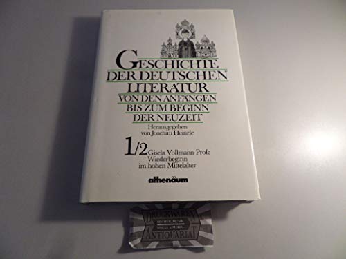 Beispielbild fr Geschichte der deutschen Literatur von den Anfngen bis zum Beginn der Neuzeit: Bd. 1/2: Gisela Vollmann-Profe: Wiederbeginn volkssprachlicher Schriftlichkeit im hohen Mittelalter (1050/60), zum Verkauf von modernes antiquariat f. wiss. literatur