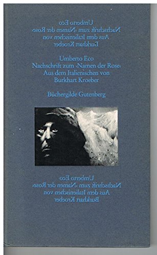 Beispielbild fr Nachschrift zum " Namen der Rose " - Von Burkhard Kroeber zum Verkauf von Sammlerantiquariat