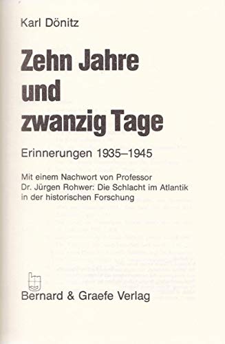 Stock image for Zehn Jahre und zwanzig Tage. Erinnerungen 1935-1945. for sale by Better World Books