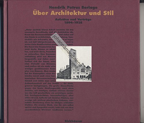 9783764325879: ber Architektur und Stil. Aufstze und Vortrge 1894-1928 (Livre en allemand)