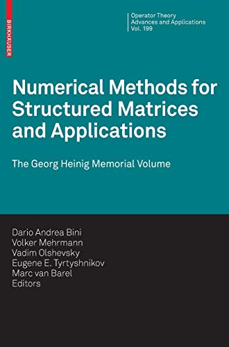 Stock image for Numerical Methods for Structured Matrices and Applications for sale by Books Puddle