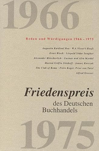 Beispielbild fr Friedenspreis des Deutschen Buchhandels. Reden und Wrdigungen: 1966-1975 zum Verkauf von medimops