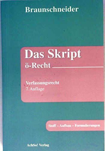 9783766312143: Das Skript. - Recht. ( ffentliches Recht). Verfassungsrecht.