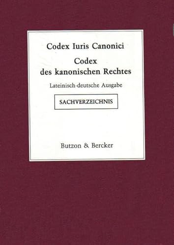Beispielbild fr Codex Iuris Canonici. Lat. /Dt: Deutsches Sachverzeichnis als separater Sonderdruck zur Ergnzung d zum Verkauf von medimops