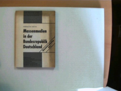 Imagen de archivo de Massenmedien in der Bundesrepublik Deutschland a la venta por Bernhard Kiewel Rare Books