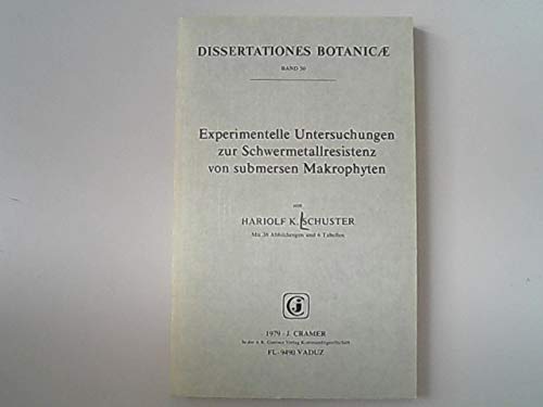 9783768212298: Experimentelle Untersuchungen Zur Schwermetallresistenz Von Sumersen Makrophyten