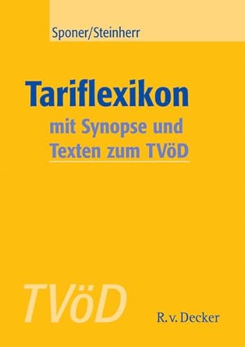 Imagen de archivo de Tariflexikon mit Synopse und Texten zum TVD a la venta por medimops