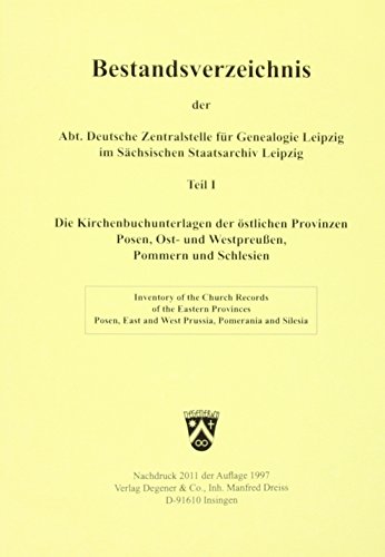 Beispielbild fr Bestandsverzeichnis der Deutschen Zentralstelle fr Genealog: TEIL 1 zum Verkauf von medimops