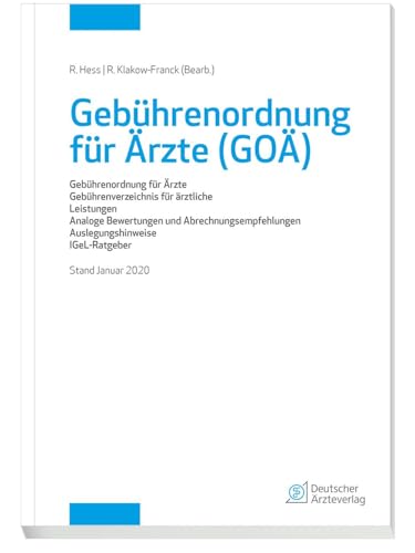 Stock-Bild f�r Geb�hrenordnung f�r �rzte (GO�), Stand Januar 2020: Geb�hrenordnung f�r �rzte, Geb�hrenverzeichnis f�r �rztliche Leistungen, Analoge Bewertungen und ... Auslegungshinweise, IGeL-Ratgeber
