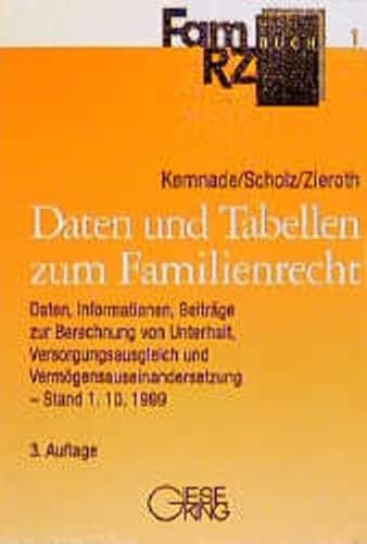 Stock image for Daten und Tabellen zum Familienrecht: Daten, Informationen, Beitrge zur Berechnung von Unterhalt, Versorgungs- und Zugewinnausgleich Stand: 1.10.1999 FamRZ-Buch von Peter Gottwald (Herausgeber), Ingrid Gross (Herausgeber), M M Hahn (Herausgeber), Henrich (Herausgeber), Gerhard Kemnade (Autor), Harald Scholz (Autor), Detlef Zieroth (Autor), Dieter Schwab (Bearbeitung), Thomas Wagenitz (Bearbeitung) for sale by BUCHSERVICE / ANTIQUARIAT Lars Lutzer