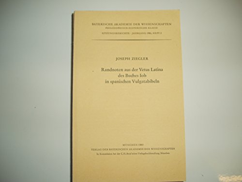 Beispielbild fr Randnoten aus der Vetus Latina des Buches Iob in spanischen Vulgatabibeln zum Verkauf von medimops