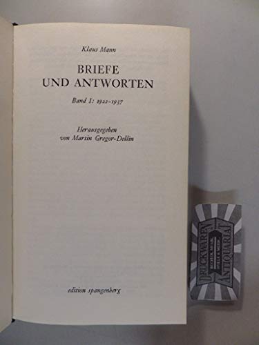 Beispielbild fr Klaus Mann: Briefe und Antworten Band I - 1922-1937, Band II 1937-1949 zum Verkauf von text + tne